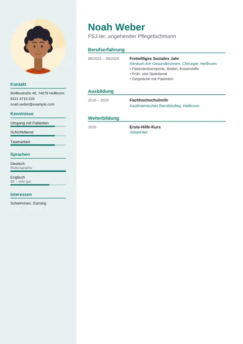 Vorschau des Lebenslaufs von Noah Weber im Design Modern