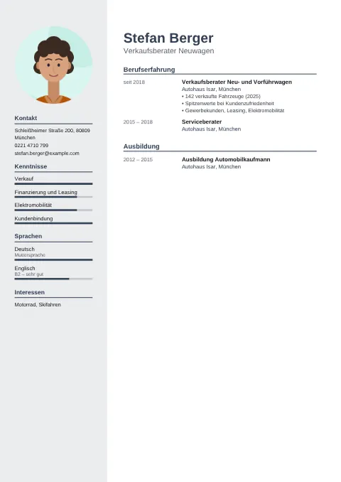 Vorschau des Lebenslaufs von Stefan Berger im Design Modern