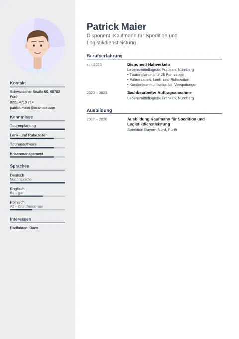 Vorschau des Lebenslaufs von Patrick Maier im Design Modern