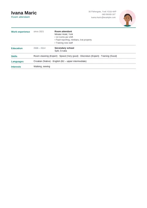 Preview of the CV of Ivana Maric in the Compact design