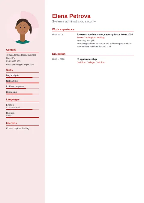 Preview of the CV of Elena Petrova in the Modern design