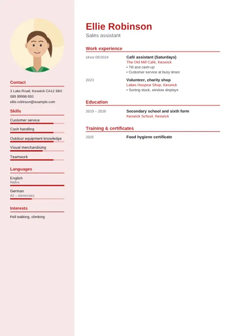 Preview of the CV of Ellie Robinson in the Modern design