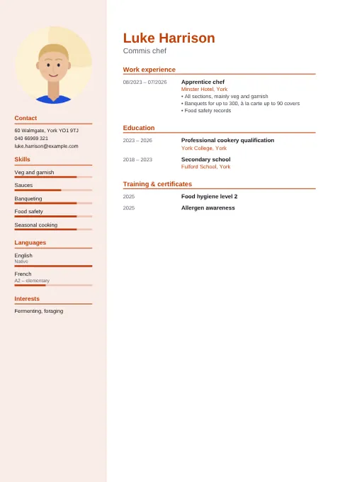 Preview of the CV of Luke Harrison in the Modern design
