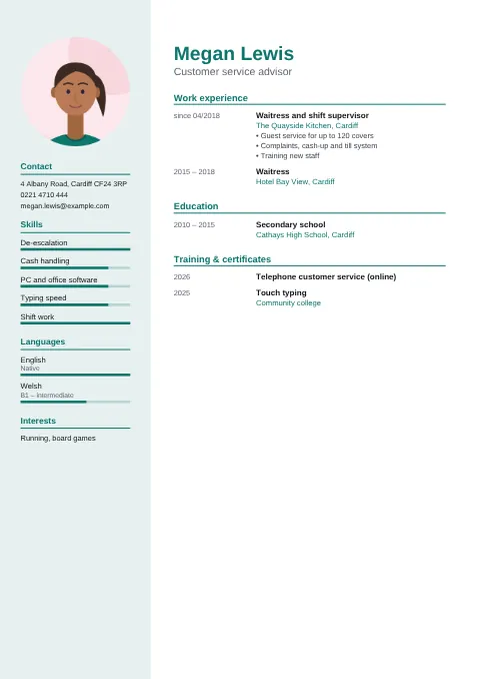 Preview of the CV of Megan Lewis in the Modern design