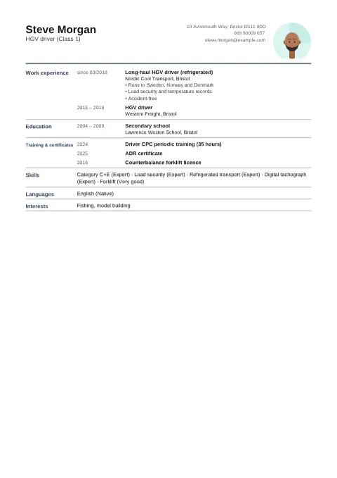 Preview of the CV of Steve Morgan in the Compact design