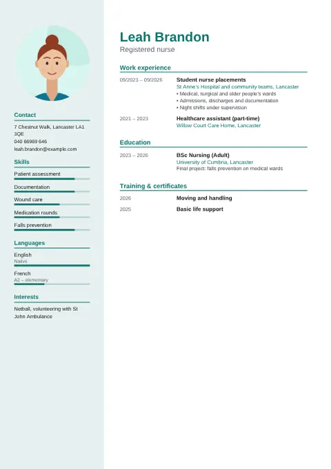 Preview of the CV of Leah Brandon in the Modern design