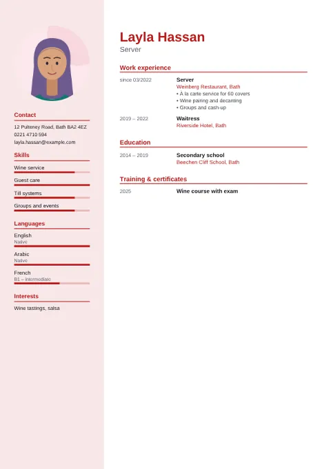 Preview of the CV of Layla Hassan in the Modern design