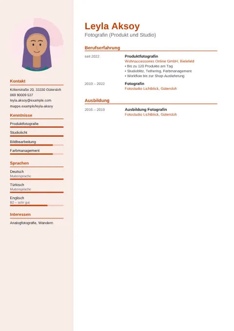 Vorschau des Lebenslaufs von Leyla Aksoy im Design Modern