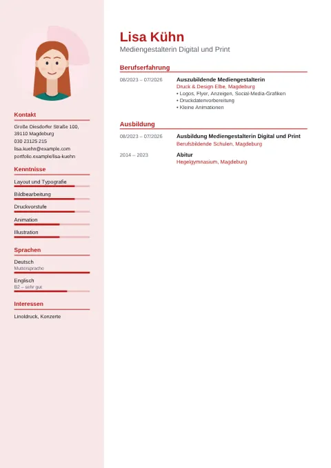 Vorschau des Lebenslaufs von Lisa Kühn im Design Modern
