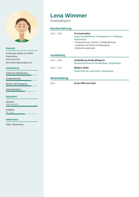 Vorschau des Lebenslaufs von Lena Wimmer im Design Modern