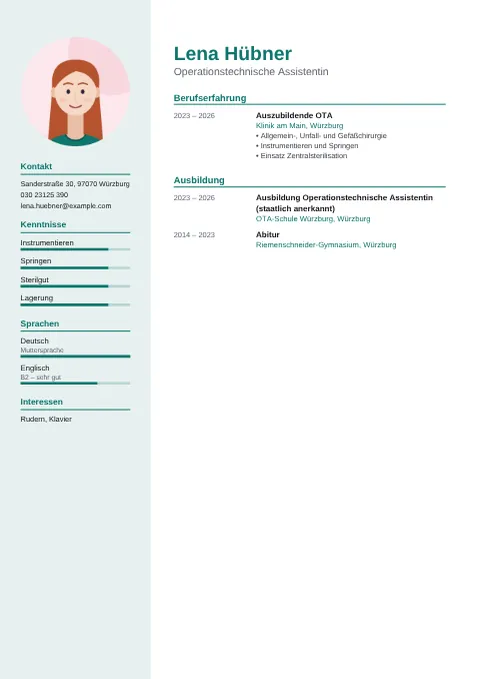 Vorschau des Lebenslaufs von Lena Hübner im Design Modern