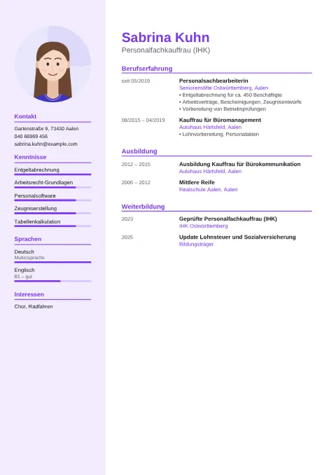 Vorschau des Lebenslaufs von Sabrina Kuhn im Design Modern