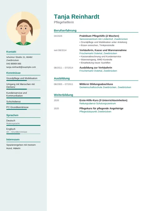 Vorschau des Lebenslaufs von Tanja Reinhardt im Design Modern