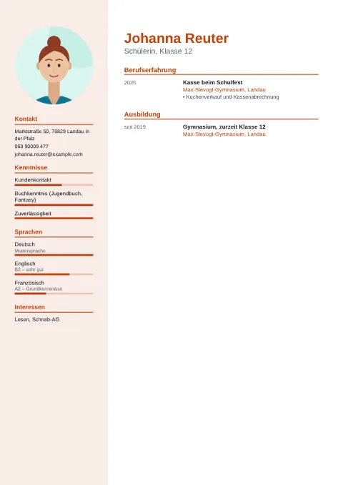 Vorschau des Lebenslaufs von Johanna Reuter im Design Modern
