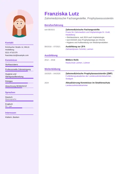 Vorschau des Lebenslaufs von Franziska Lutz im Design Modern